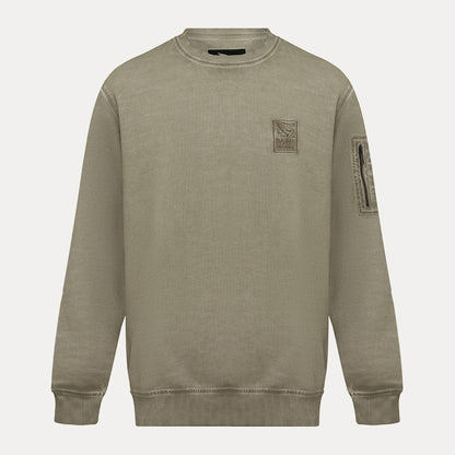 Vintage Fleece Wash Crew Sweat - Khaki