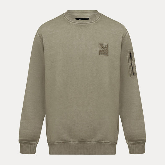 Vintage Fleece Wash Crew Sweat - Khaki
